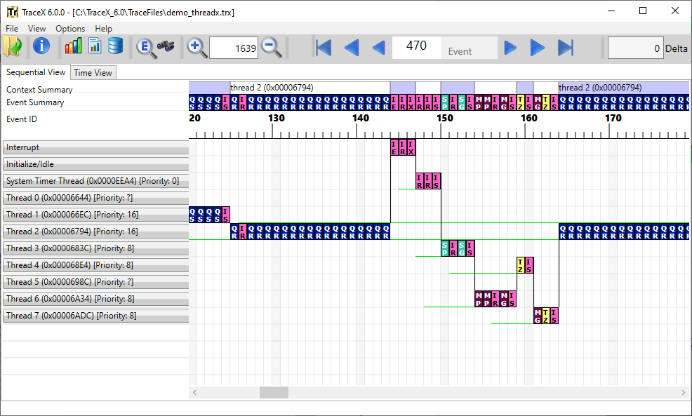 Screenshot of the system contexts on the left-hand side of the display.